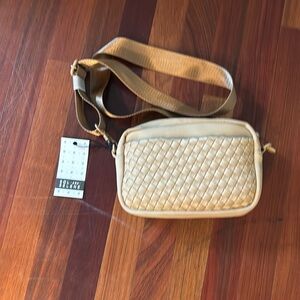 New with tags! Sol and Selene woven neoprene cross body bag, nude